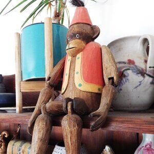 Articulated Wooden Monkey Figure